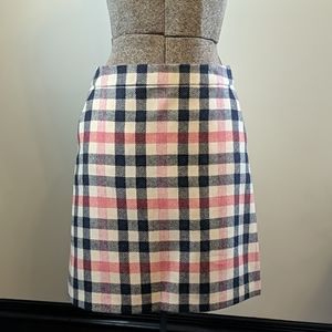 Boden British Tweed navy plaid wool a-line skirt